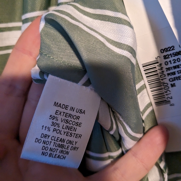 Lisa Marie Fernandez Striped Linen Blend Pouf Tie Top and matching Skirt (Green) - Picture 5 of 5